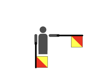 Letter F (Flag Semaphore)