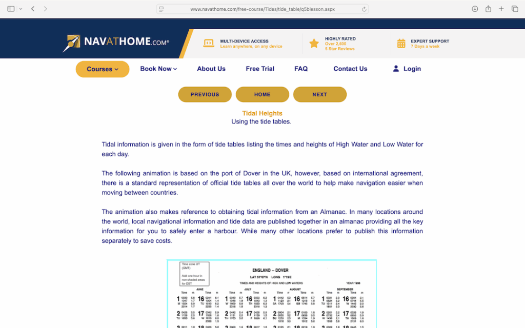 NAVatHome Tide Tables